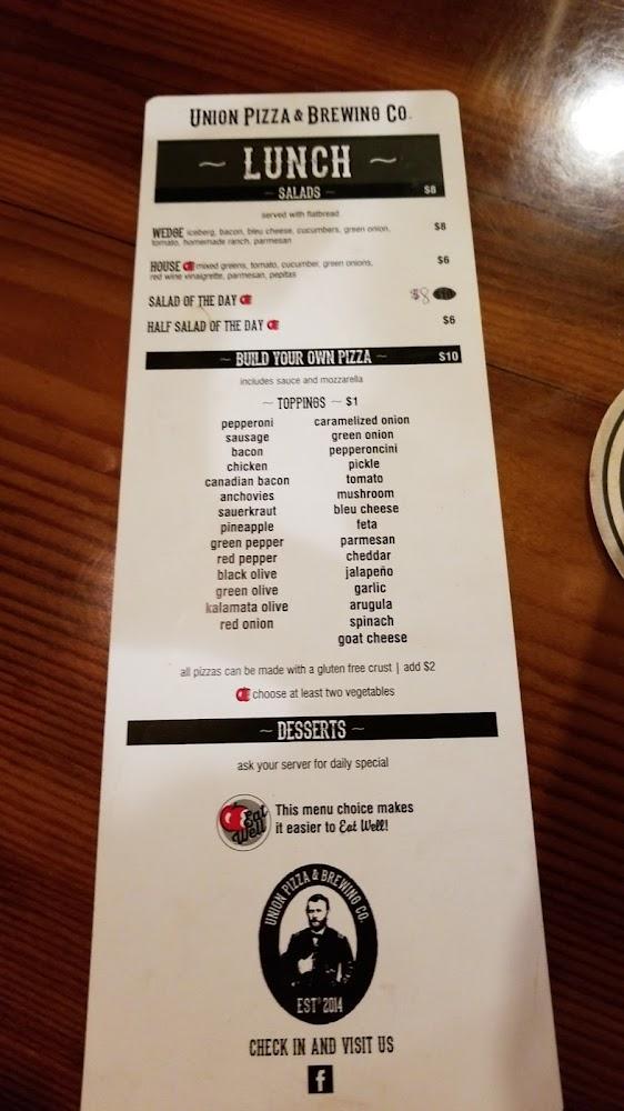 Union Pizza & Brewing Co. Menu image 3